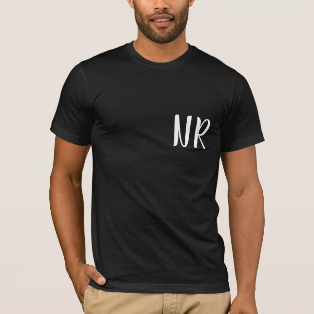 T-shirt Initiales Monogramme Moderne Noir Design Élégant (Devant)