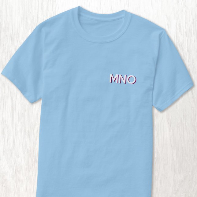 T-shirt Initiales Monogrammes modernes Pose Ombre (Monogram initials drop shadow personalized crest t-shirt)
