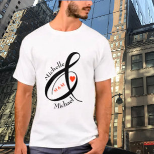 T-shirt Initiales romantiques personnalisées Premiers noms
