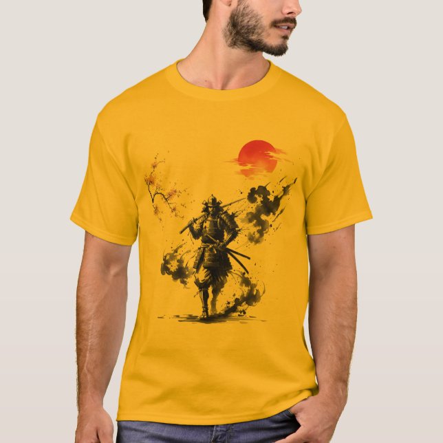 T-shirt Ink Wash Samurai Warrior (Devant)