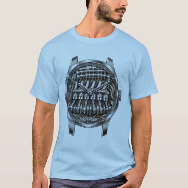 T-shirt Inline Six Skeleton Engine Watch (Devant)