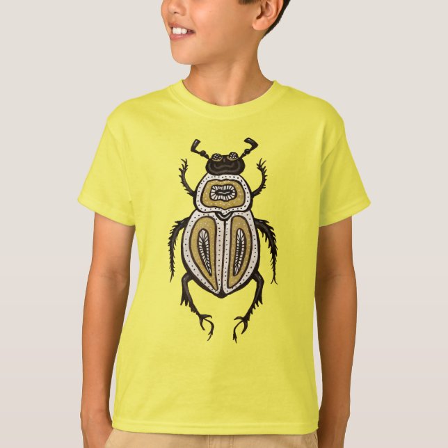 T-shirt Insect Lover Jaune Art Décoratif du scarabée (Devant)