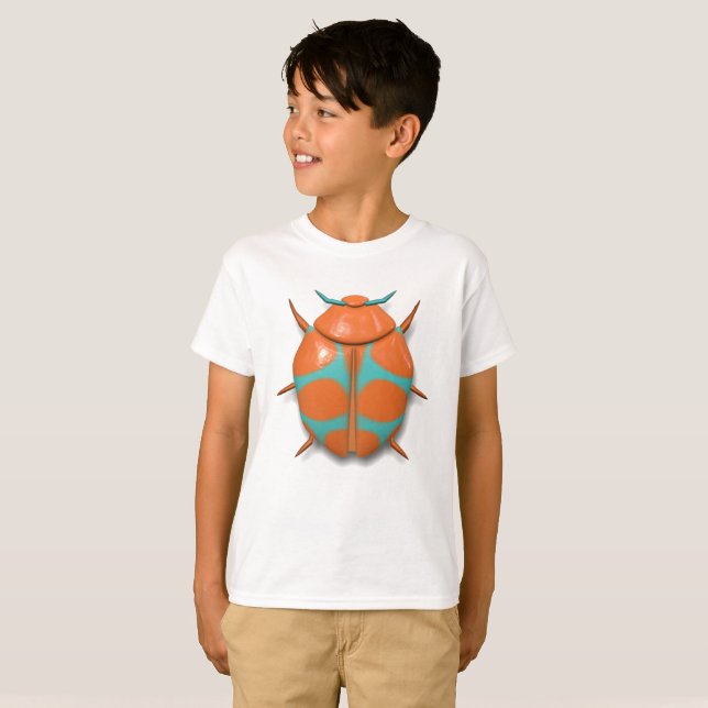T-shirt insecte insecte insecte cocu orange et turquoise (Devant entier)