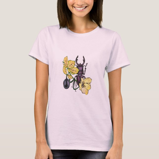 T-shirt Insecter avec des fleurs jaunes. (Devant)