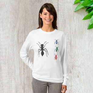 T-shirt Insectes de silhouettes de fourmi Noir Bleu Vert e