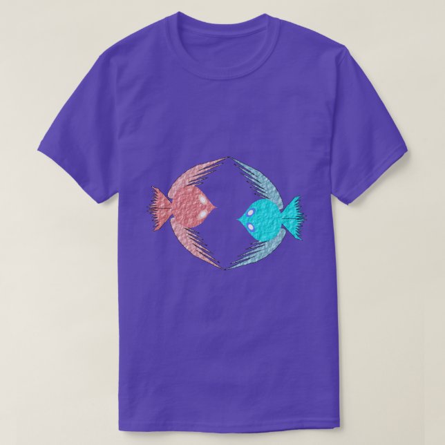 T-shirt Inséparables roses et bleus mignons (Design devant)