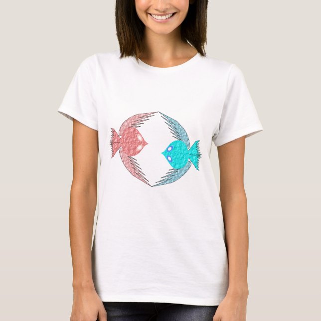 T-shirt Inséparables roses et bleus mignons (Devant)