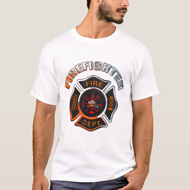 T-shirt Insigne de chrome de corps de sapeurs-pompiers (Devant)