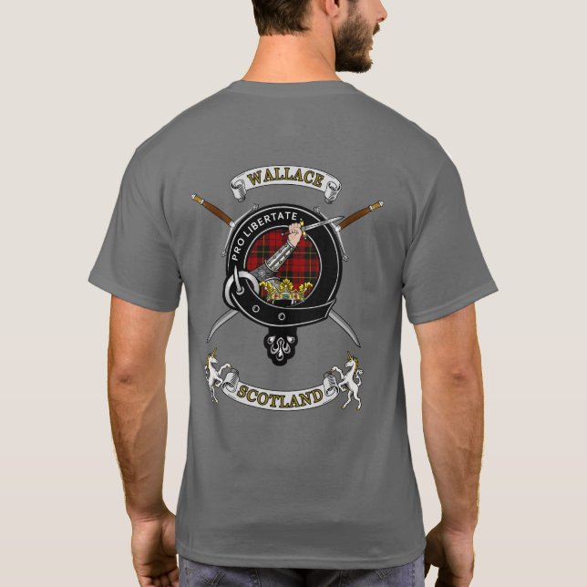 T-shirt Insigne de clan Wallace Tartan & Épées (dos) (Dos)