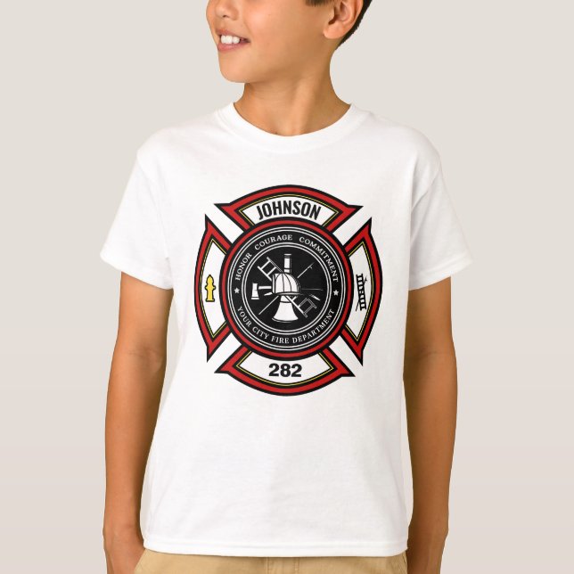 T-shirt Insigne de pompier du service d'incendie AJOUTER N (Devant)