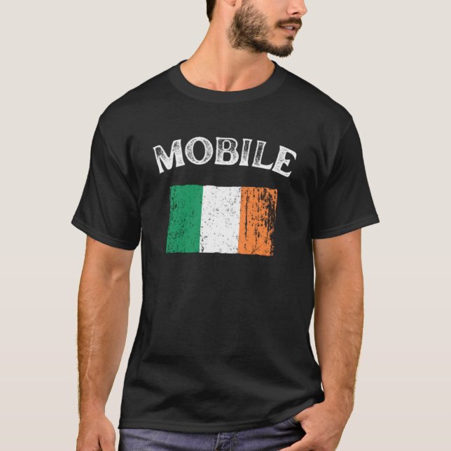 T-shirt INsigne du drapeau irlandais américain MOBILE ALAB (Devant)