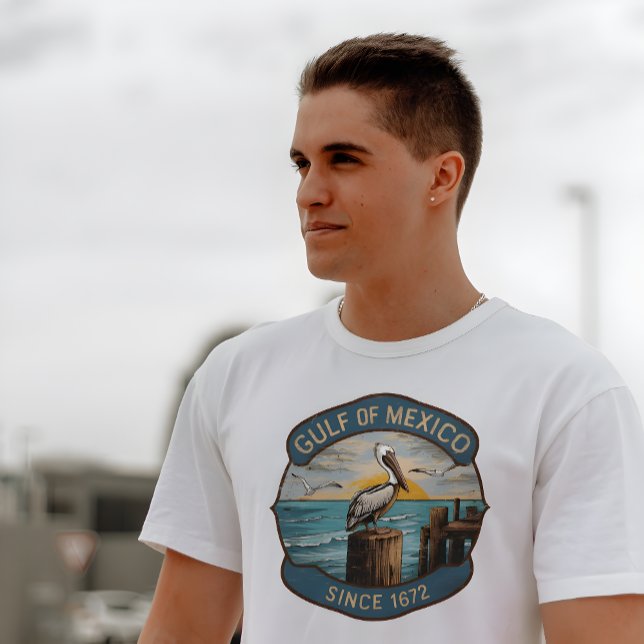 T-shirt Insigne du patrimoine du golfe du Mexique (Gulf of Mexico Heritage Badge style white t-shirt. )