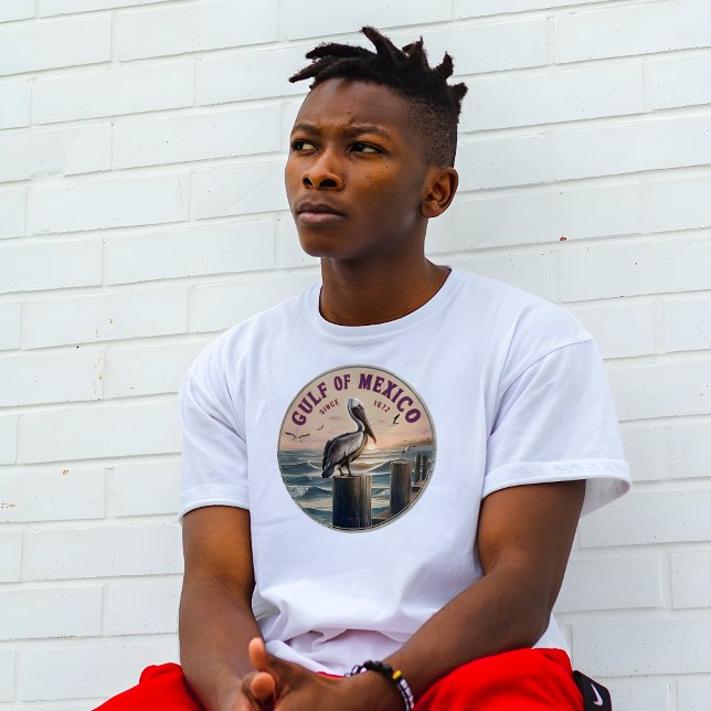 T-shirt Insigne du patrimoine Golfe du Mexique Blanc (Gulf of Mexico Heritage Badge white t-shirt. )