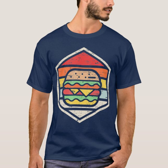 T-shirt Insigne rétro Burger Nourriture indésirable (Devant)