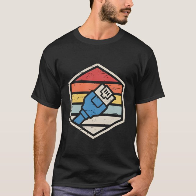 T-shirt Insigne Rj45 Ingénieur réseau (Devant)