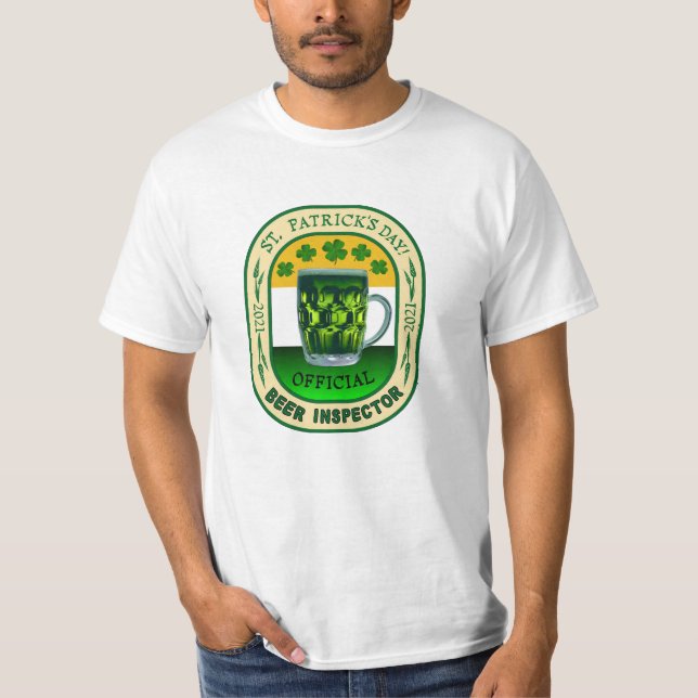 T-shirt Inspecteur de la bière St. Pat's 2021. (Devant)
