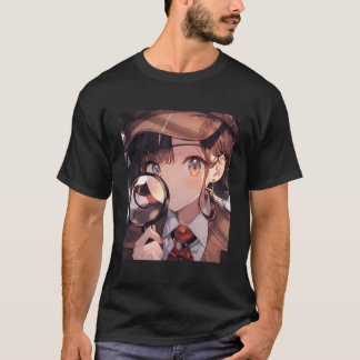 T-shirt Inspecteur de la fille d'Anime Crime d'enquêteur p