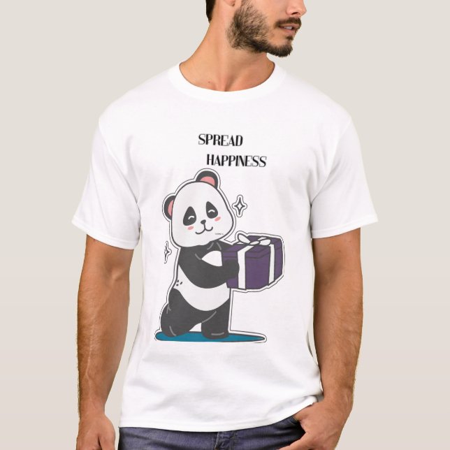 T-shirt Inspirant Panda Mignon « Répandre le Bonhe (Devant)