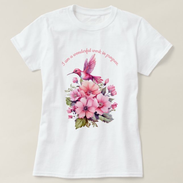 T-shirt inspiration de fleurs et d'oiseaux (Design devant)