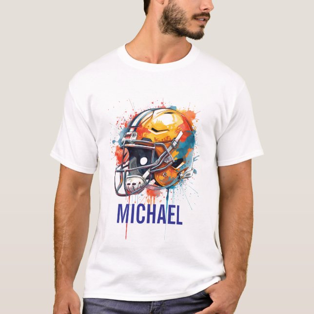 T-shirt Inspirational Motivational Football Helmet Name (Devant)