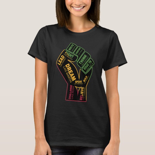 T-shirt Inspirer les leaders noirs Poing de puissance main (Devant)