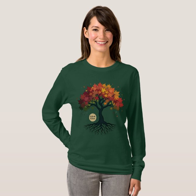 T-shirt Inspiring Autumn Tree of Personal Growth Art (Devant entier)
