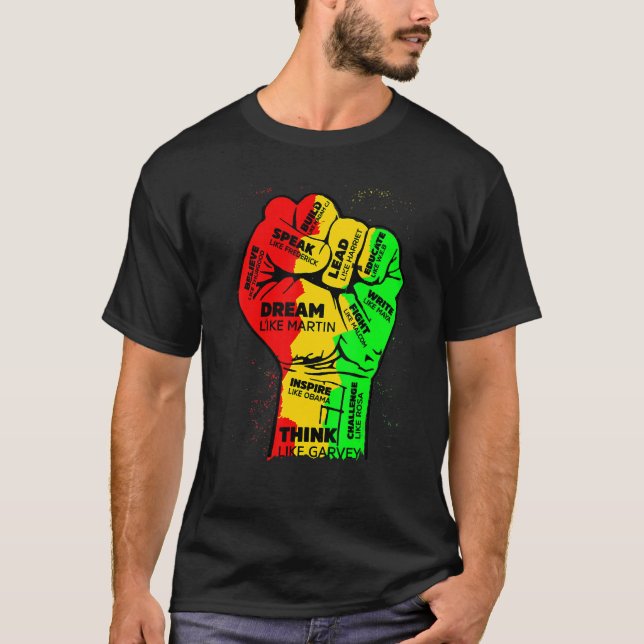 T-shirt Inspiring Black Leaders Power Fist Hand Black Hist (Devant)