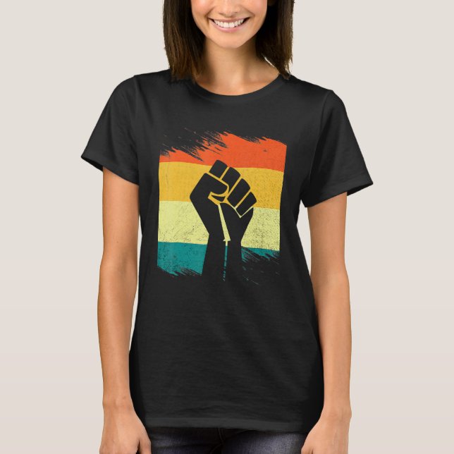 T-shirt Inspiring Black Leaders Power Fist Hand Black Hist (Devant)