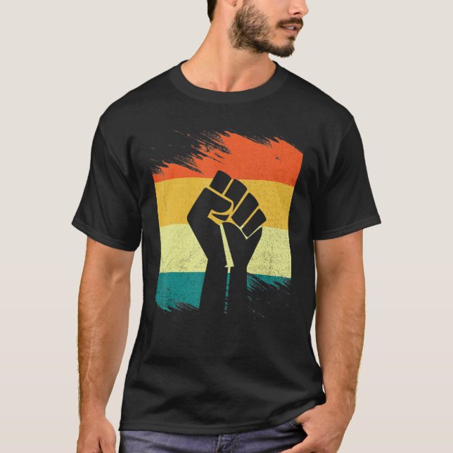 T-shirt Inspiring Black Leaders Power Fist Hand Black Hist (Devant)