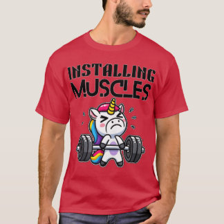 T-shirt Installation de muscles drôle de licorne levage de