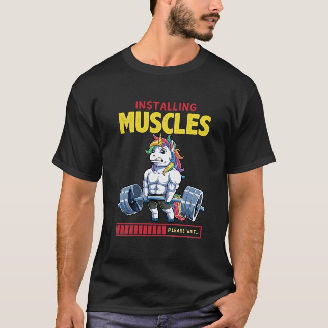 T-shirt Installation de Muscles Veuillez patienter Funny U (Devant)
