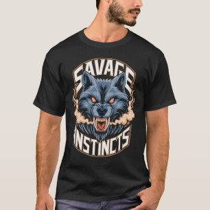 T-shirt Instincts de salut - Tête de loup féroce avec flam