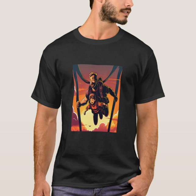 T-shirt Instructeur de parachutisme drôle Coucher de solei (Devant)
