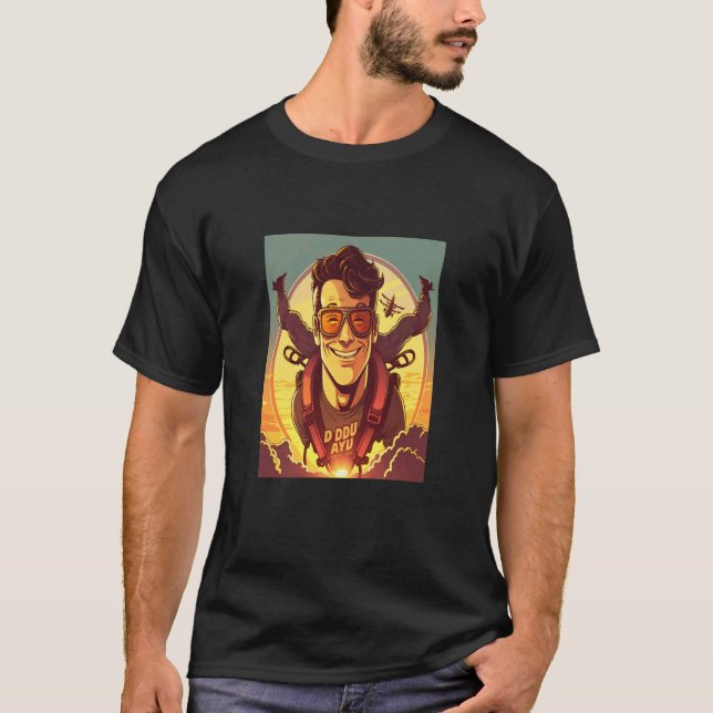 T-shirt Instructeur de parachutisme drôle Coucher de solei (Devant)