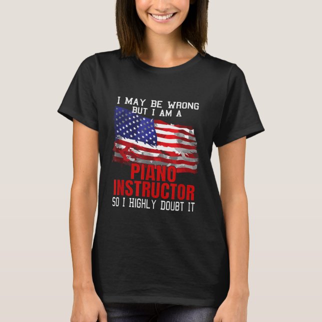 T-shirt Instructeur de piano américain Drapeau Funny USA P (Devant)