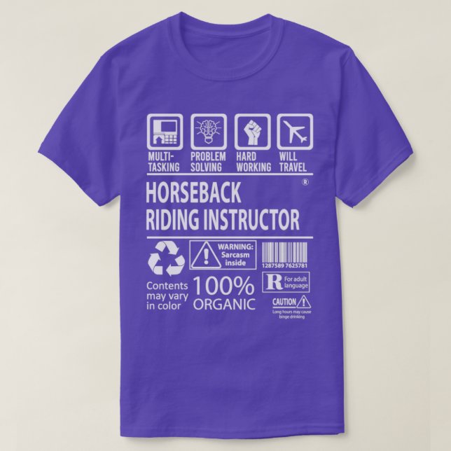 T-shirt Instructeur d'équitation multitâche certifié (Design devant)