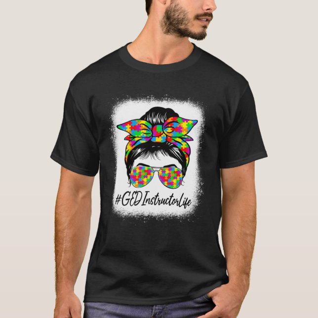 T-shirt Instructrice de GED chignon désordonné soutenant l (Devant)