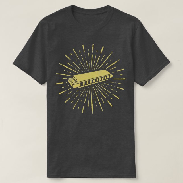 T-shirt Instrument Cool Retro Vintage Harmonica (Design devant)