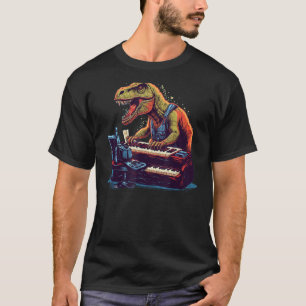 T-shirt Instrument de musique de clavier pour dinosaures e