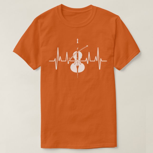 T-shirt Instrument de musique rythme cardiaque Cello (Design devant)