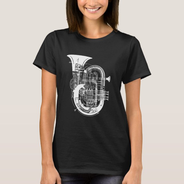 T-shirt Instrument en laiton de dessin Tuba (Devant)