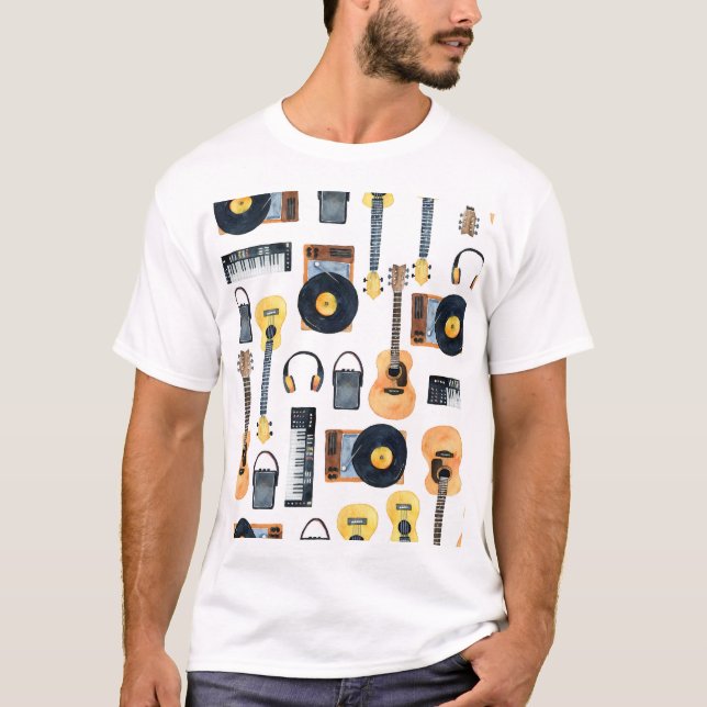 T-shirt Instruments de musique : aquarelle transparente (Devant)