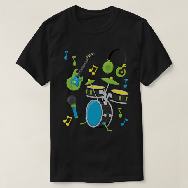T-shirt Instruments de musique Batterie de guitare (Design devant)