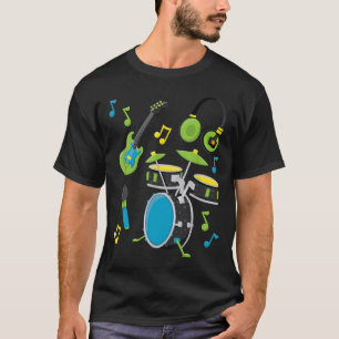 T-shirt Instruments de musique Guitare Batteries