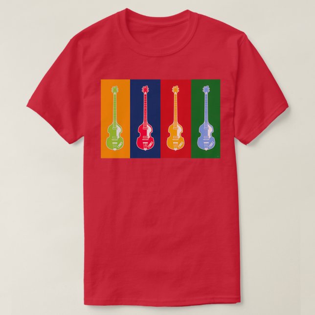 T-SHIRT INSTRUMENTS MUSICAUX SILHOUETTES HOFNER BASES (Design devant)
