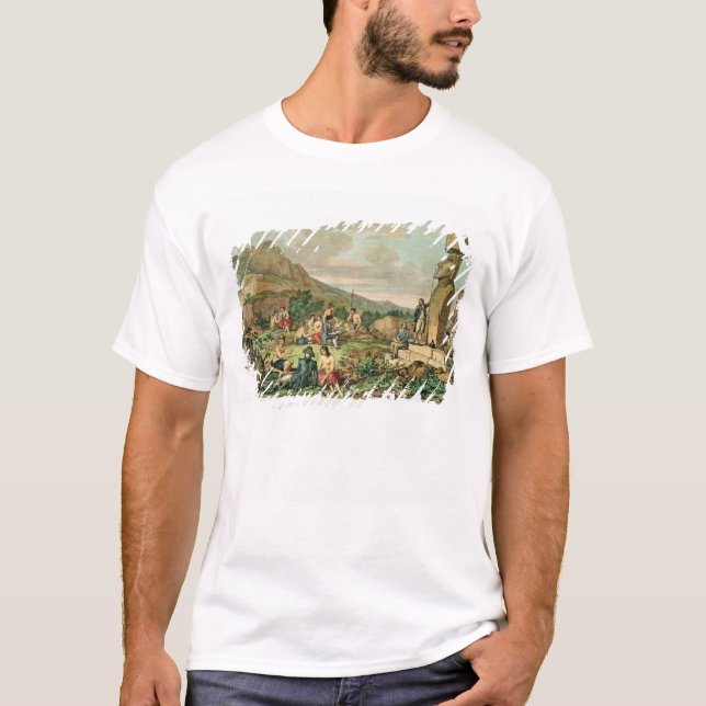 T-shirt Insulaires et monuments d'île de Pâques (Devant)