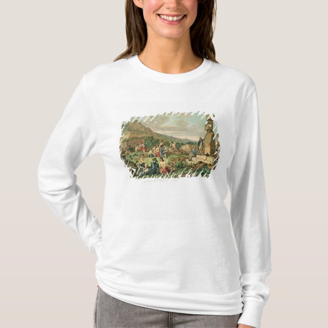 T-shirt Insulaires et monuments d'île de Pâques (Devant)