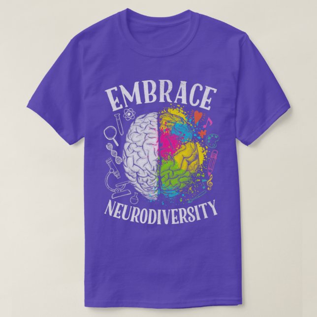 T-shirt Intégrer la Neurodiversité Cerveau Sensibilisation (Design devant)