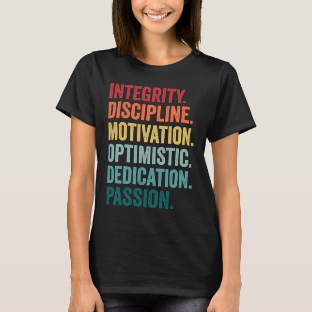 T-shirt INTEGRITY MOTIVATION OPTIMISTIC DEDICATION Values  (Devant)