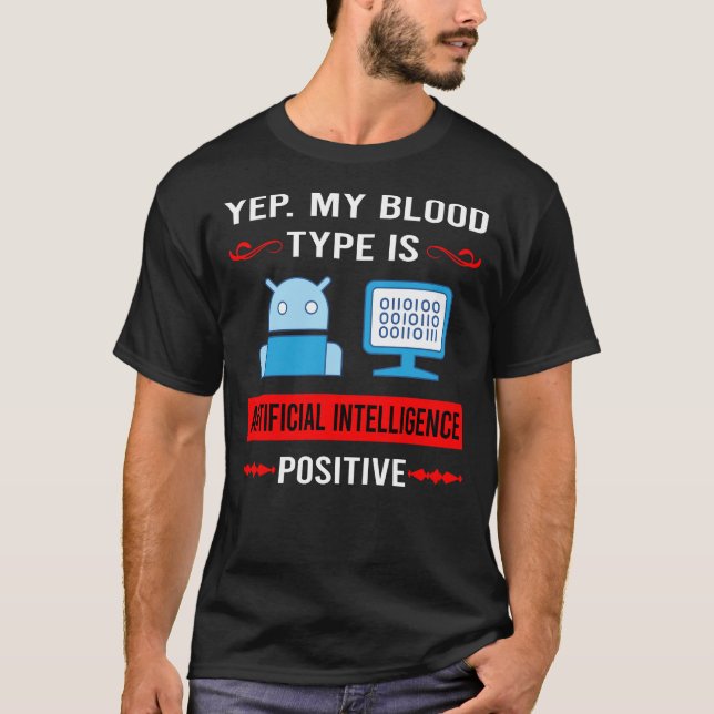 T-shirt Intelligence artificielle Type de sang AI (Devant)